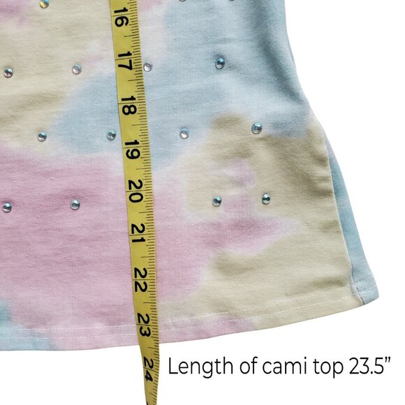 Fairycore Mesh 2-piece Pastel LS Tee over Matching Cami with Rhinestones Size M - Picture 15 of 16